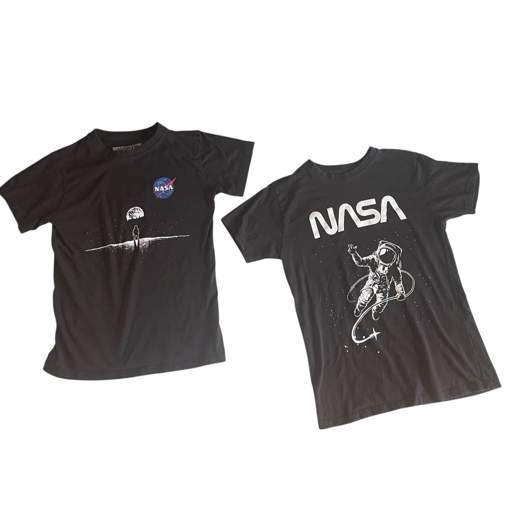 Brooklyn‎ Vertical Boy's Size L NASA T-Shirts, Lot of 2 100% Cotton Black Space